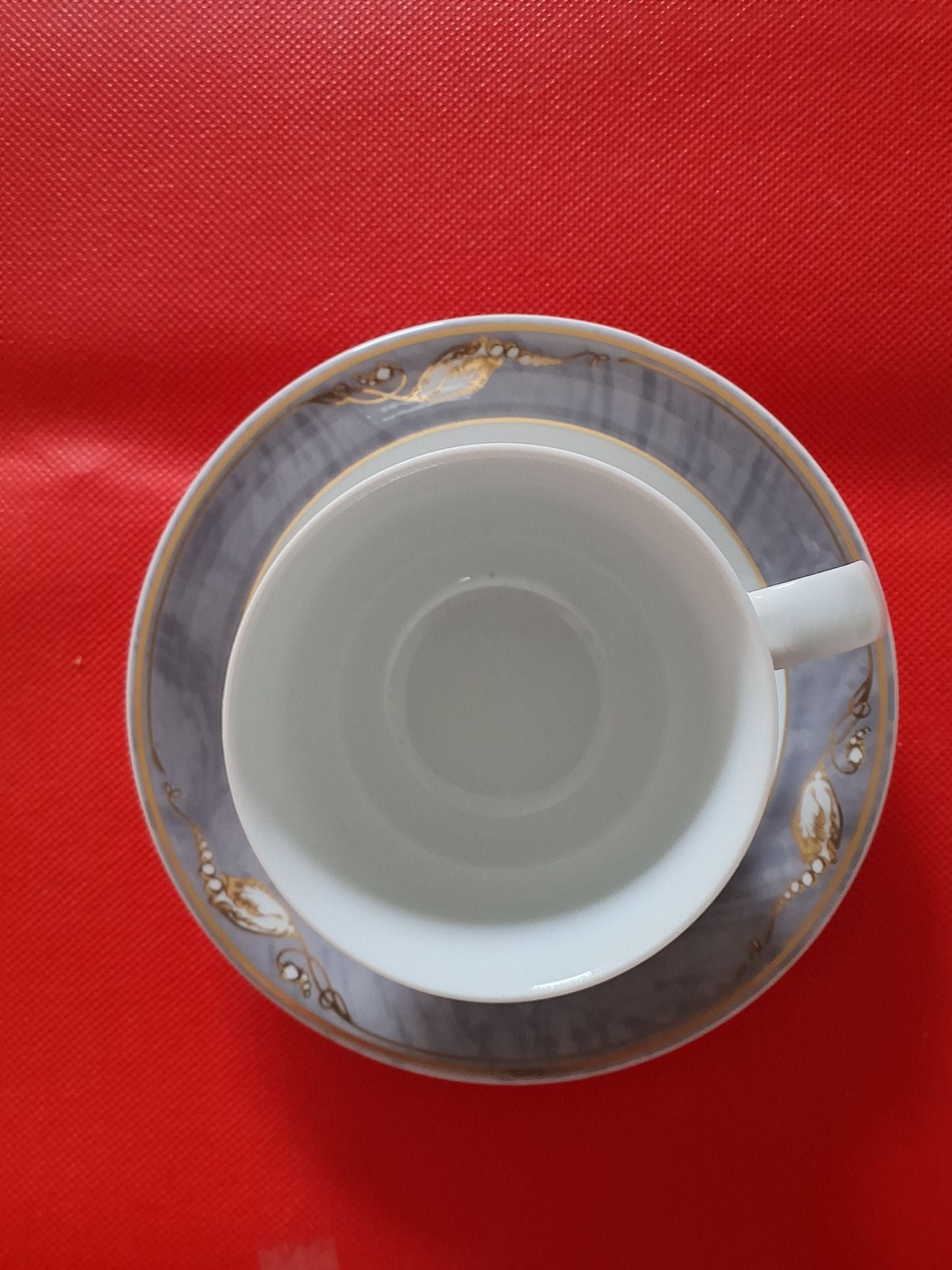 Kaffekop med underkop grå magnolia.Royal Copenhagen.