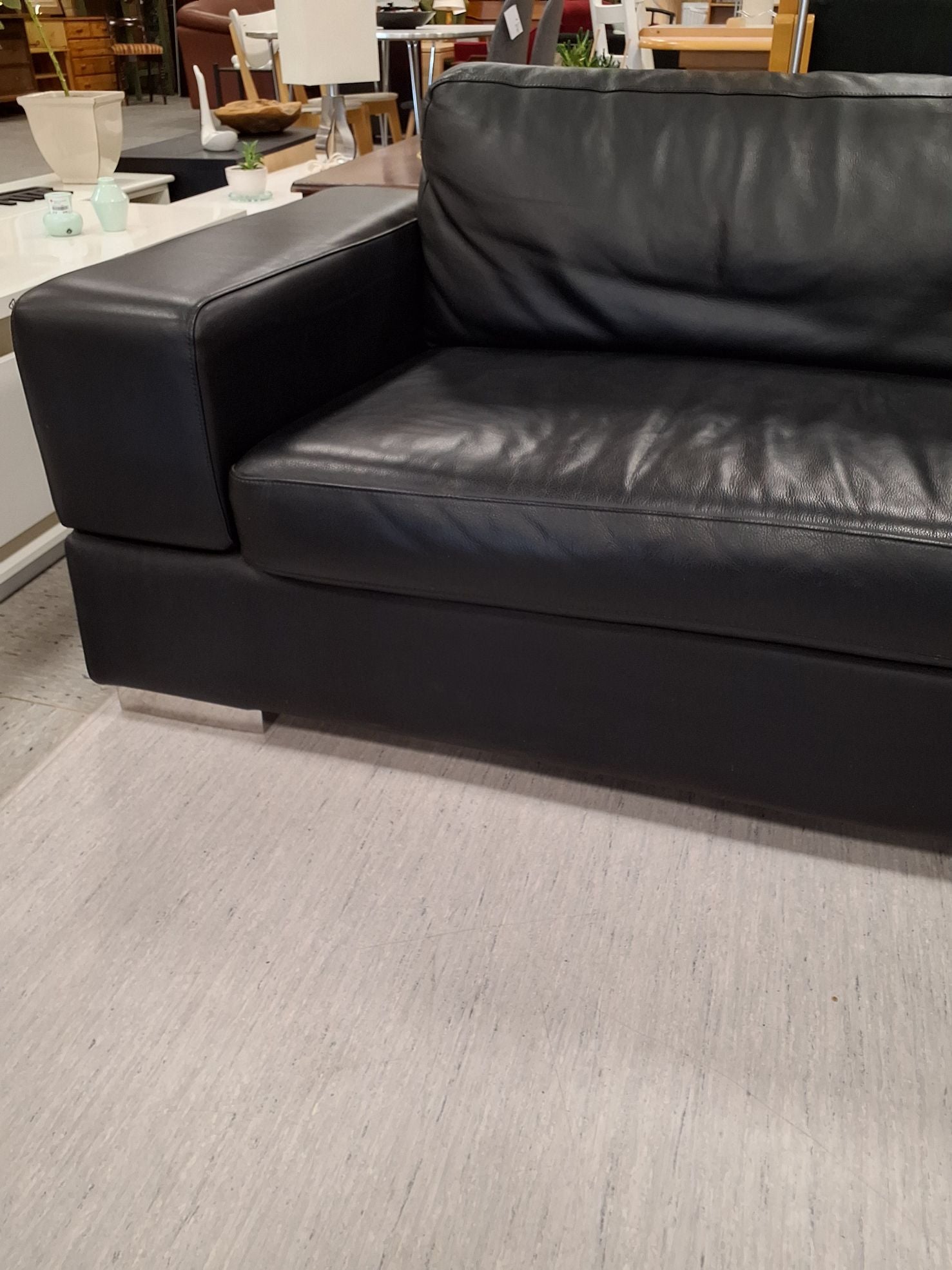 4-pers lædersofa sort