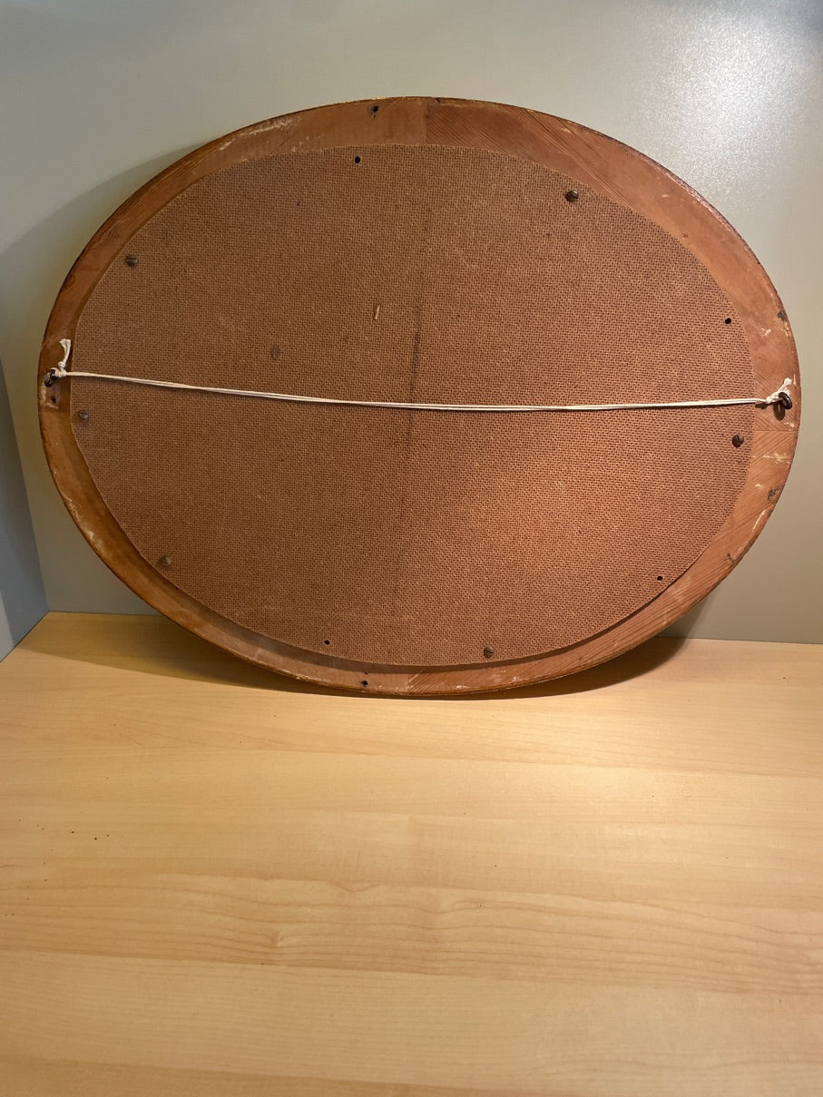 Oval guldramme med blomster broderi