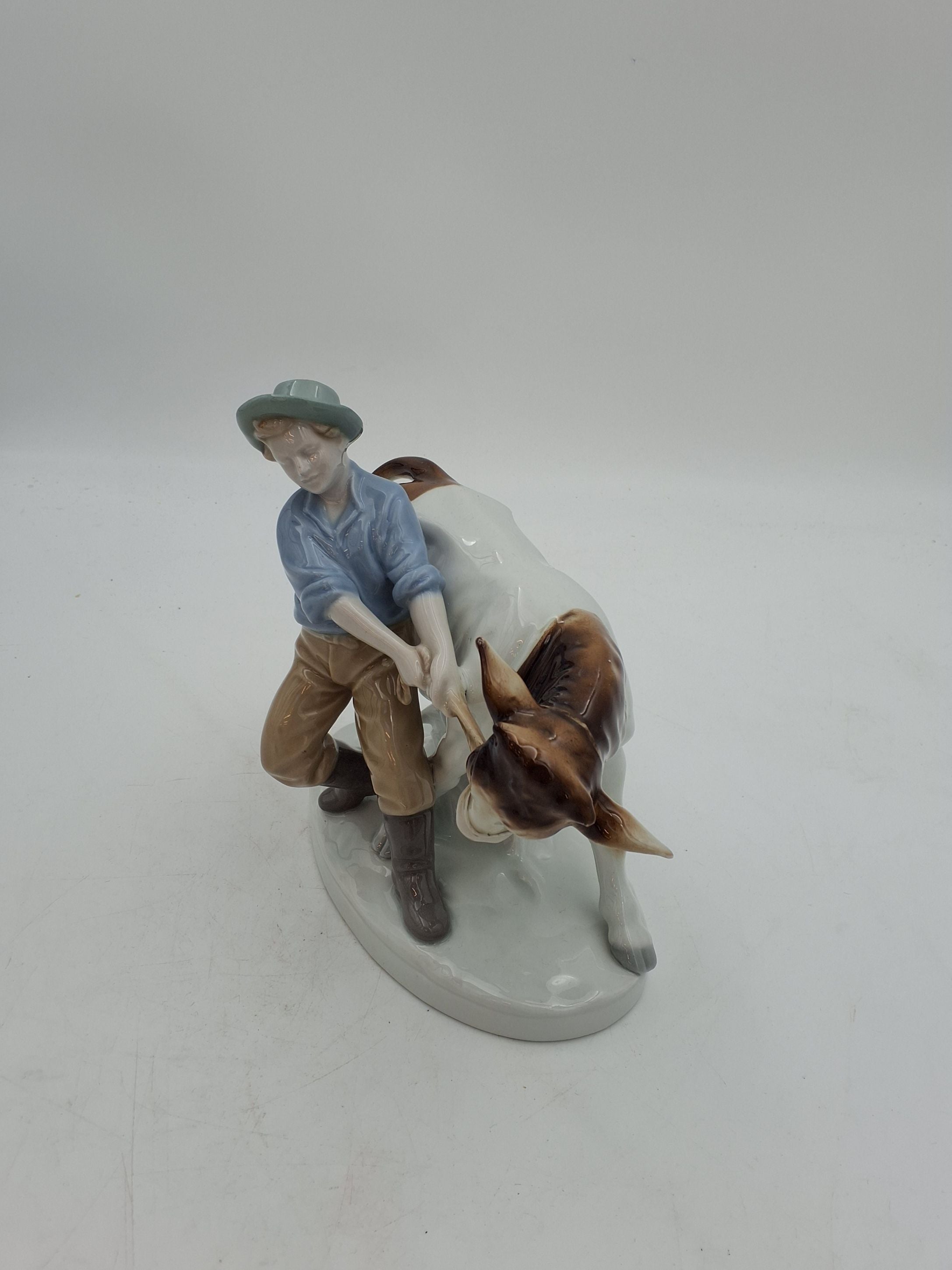 Porcelænsfigur "landmand med ko", Carl Scheidig Gräfenthal