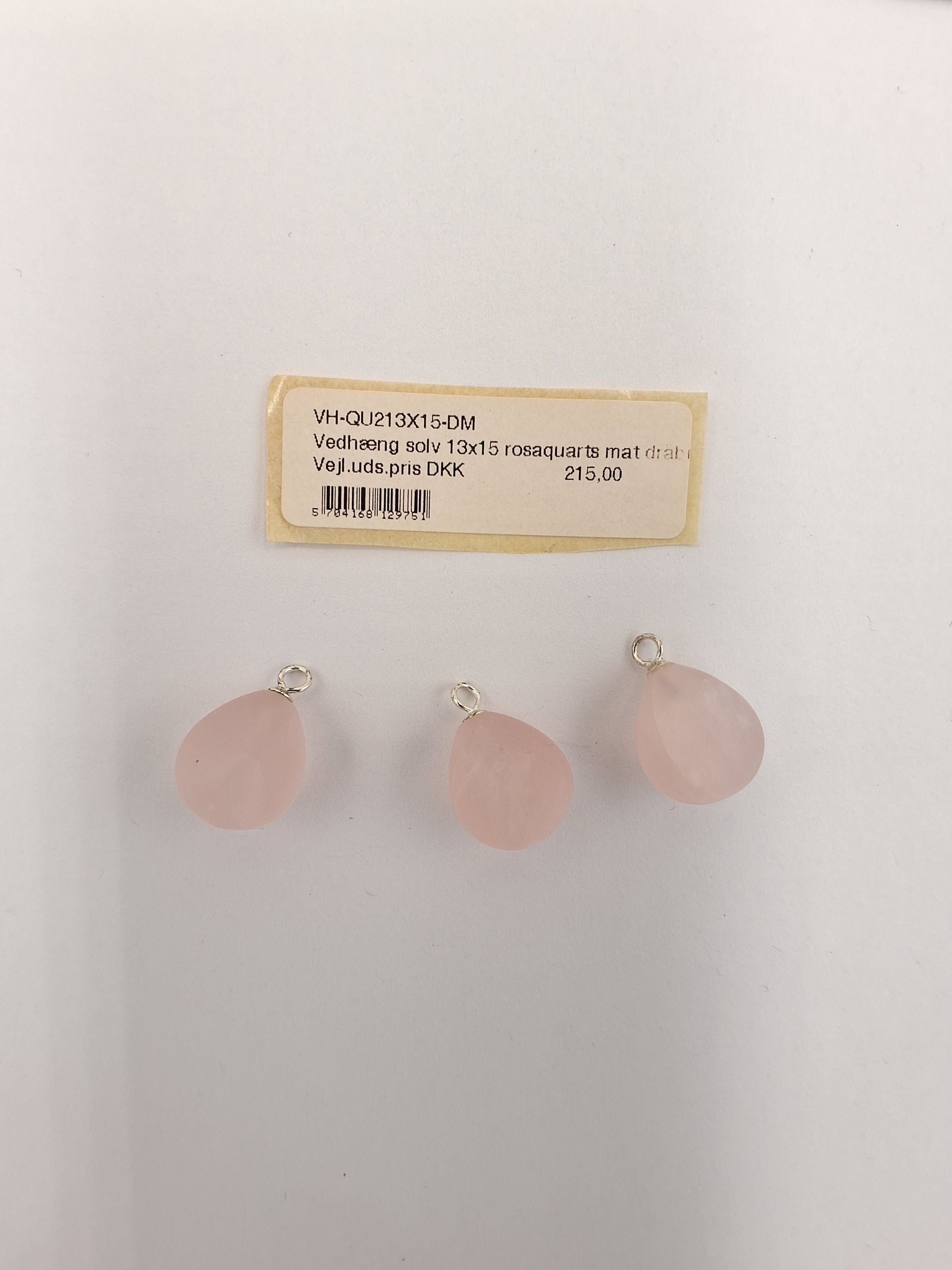 Rosa quarts dråbe vedhæng (3 stk)