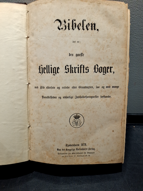 Biblen, København 1872, På det Kongelige  Vajsenhuses Forlag