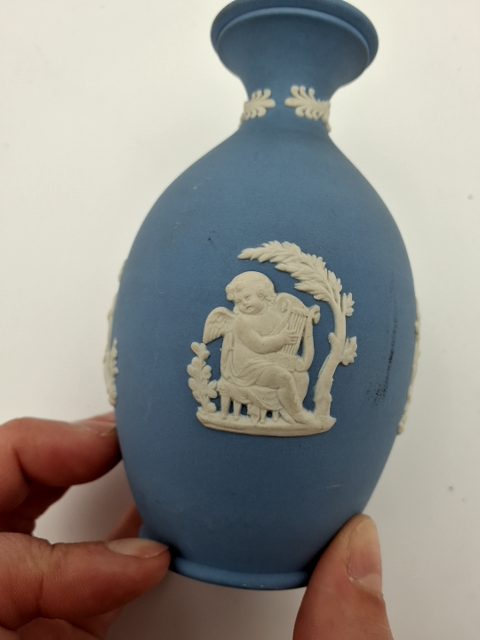 Vintage blue wedgewood bud vase