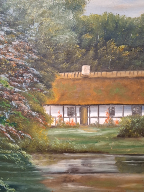 Maleri: Ved søen , A. Fischer