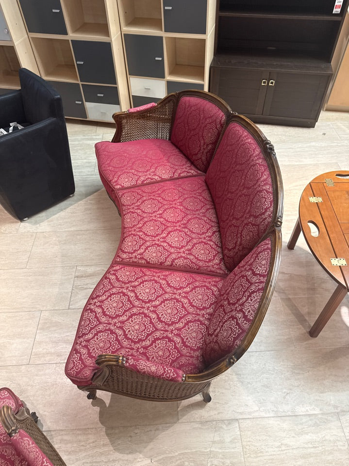 Sofa 3 Pers. M. Guld & rødt tryk