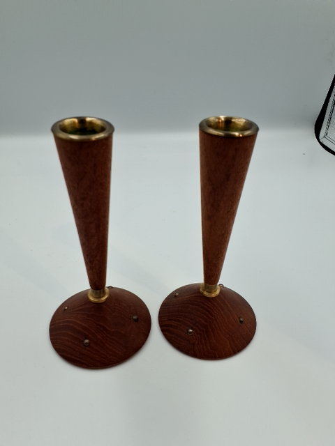 2 stk Reto teak lysestager