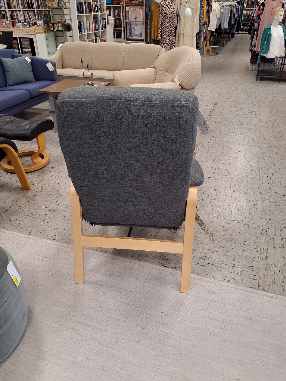 Grå Lænestol med skammel