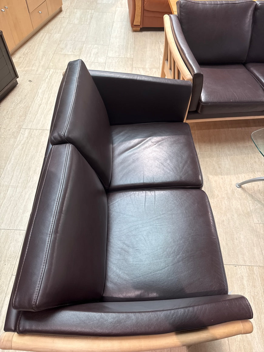 Lædersofa i brun 2 Pers.