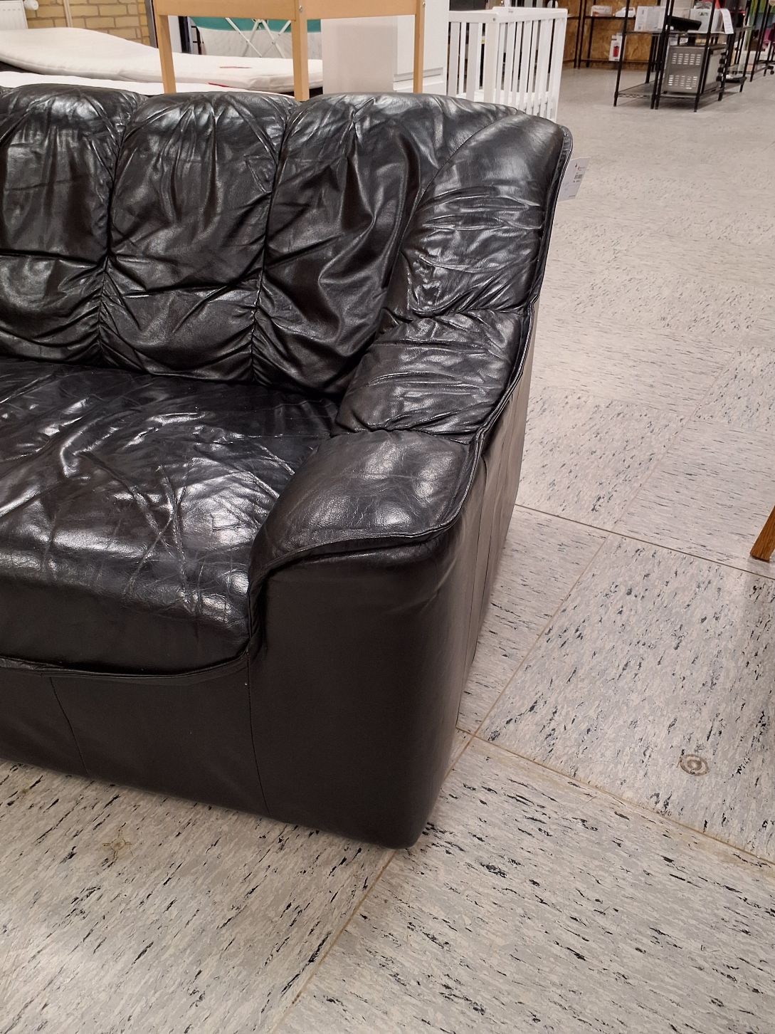 3 prs sort læder sofa