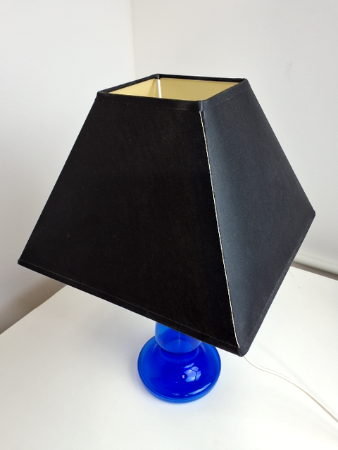 Blå lampe af glas