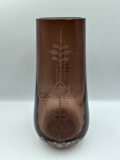 Royal Copenhagen Mussel mønster graveret glas vase