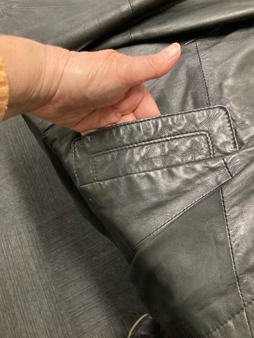 Broch Leather lang jakke
