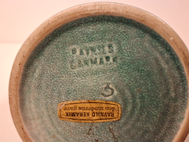 Vintage keramik vase grøn/blå glasur