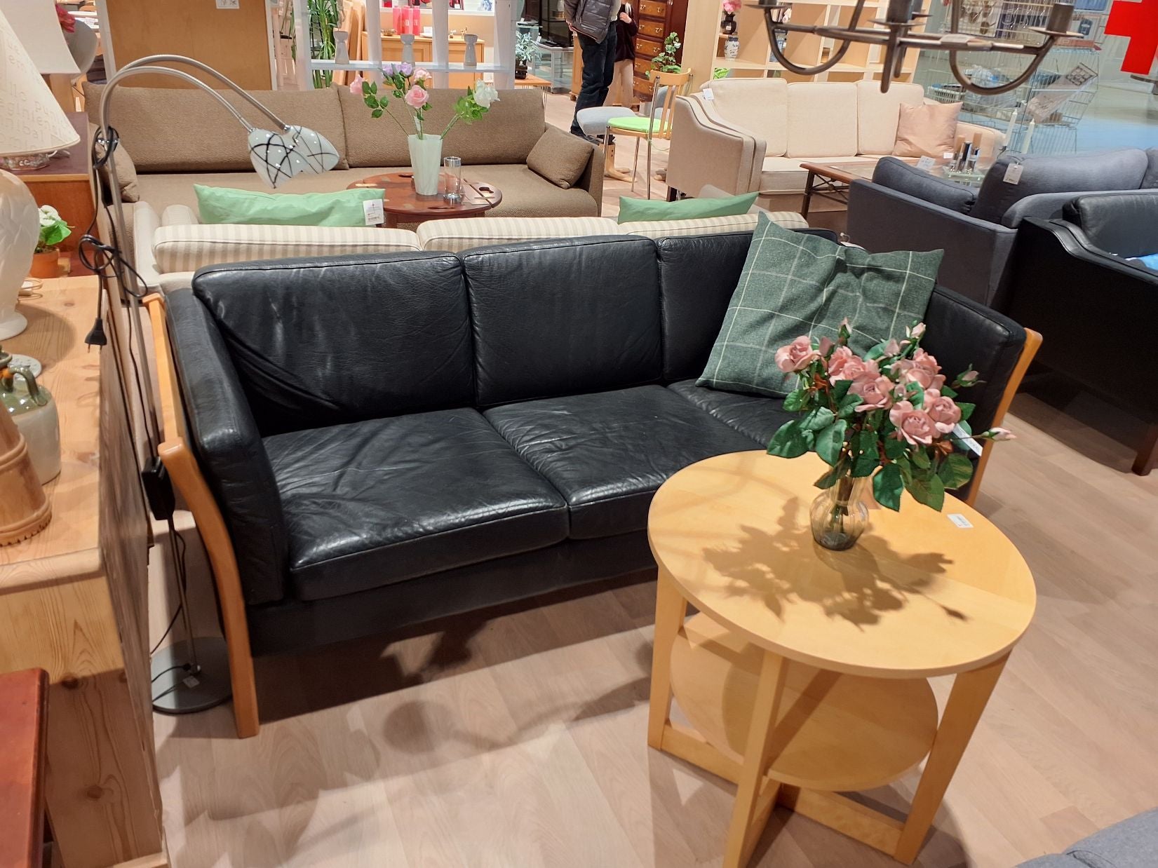 Sofa, 3prs i sort læder, STOUBY