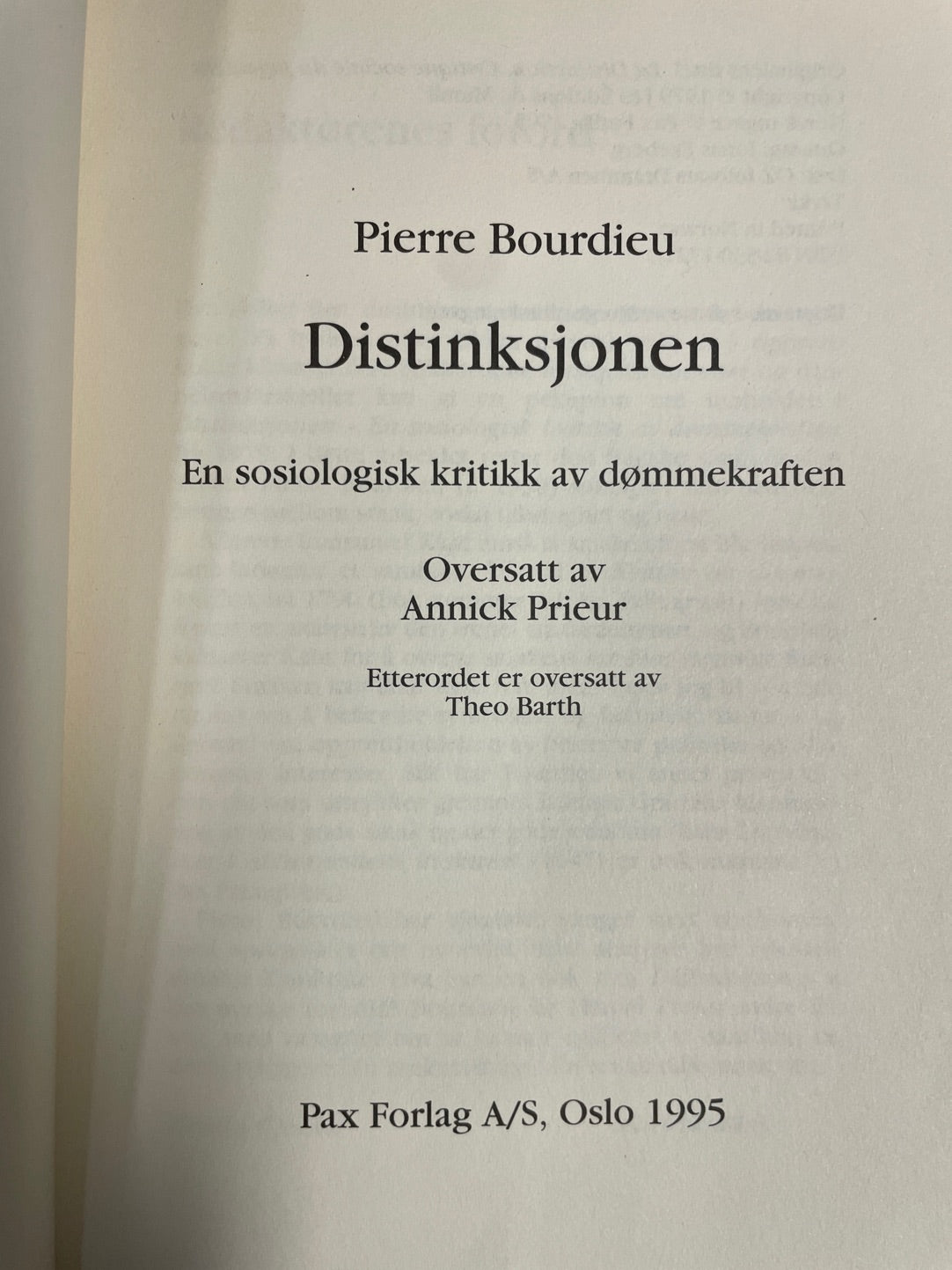 Pierre Bourdieu: Distinksjonen