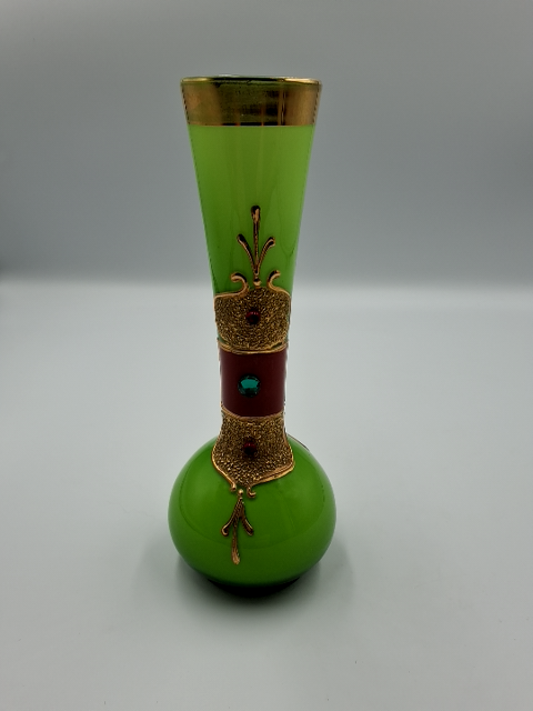 Bohemisk glas Grøn blomster vase
