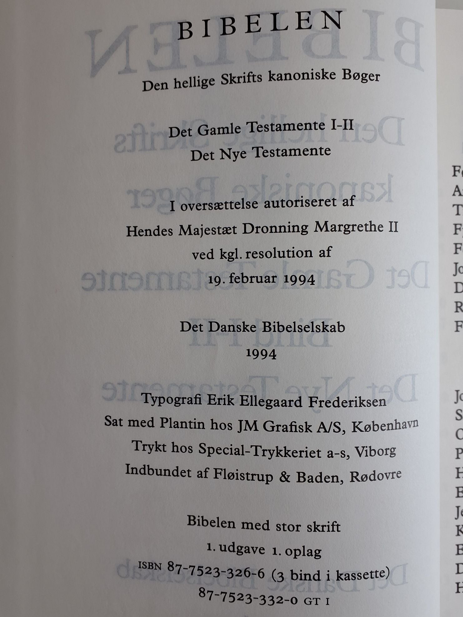 Bibelen (3 bind i kassette) 1994