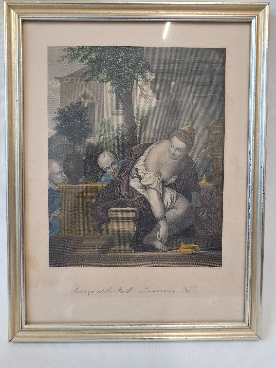 Ancienne litografi "Susanna im bade"