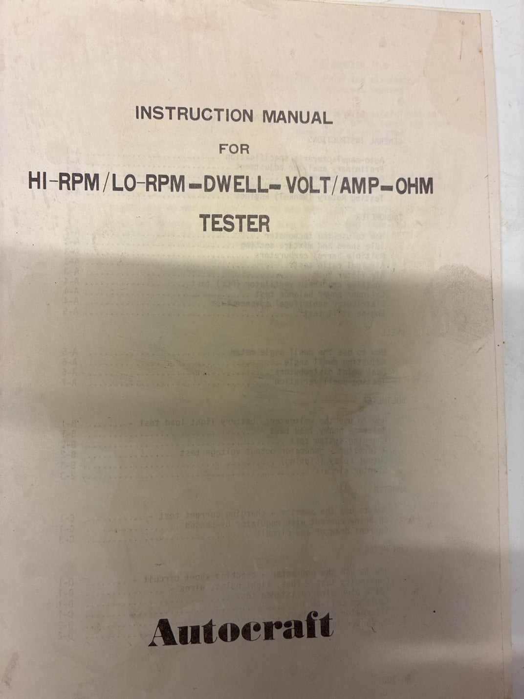 Autocraft motortester