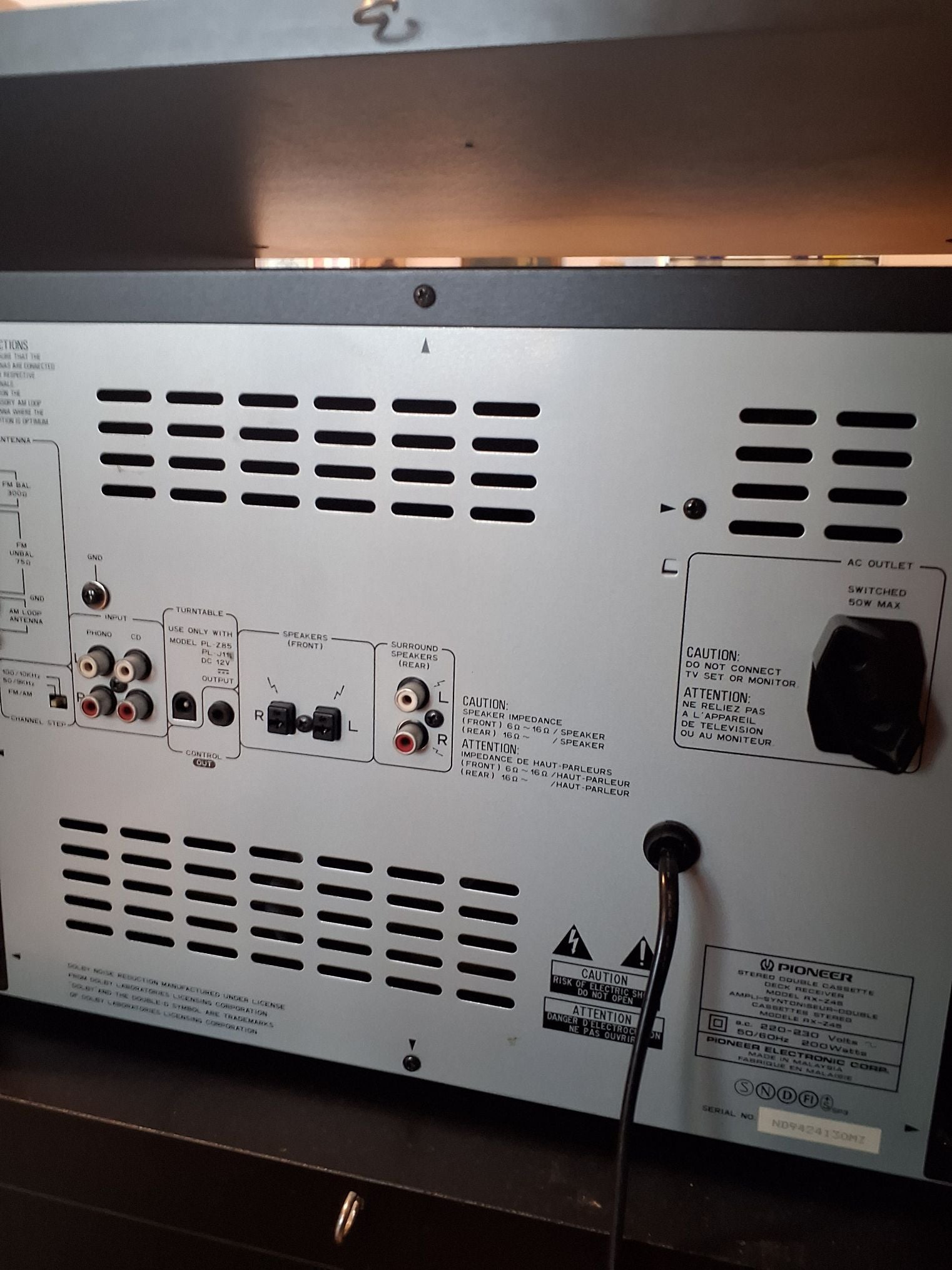 Pioner RX Z45 anlæg