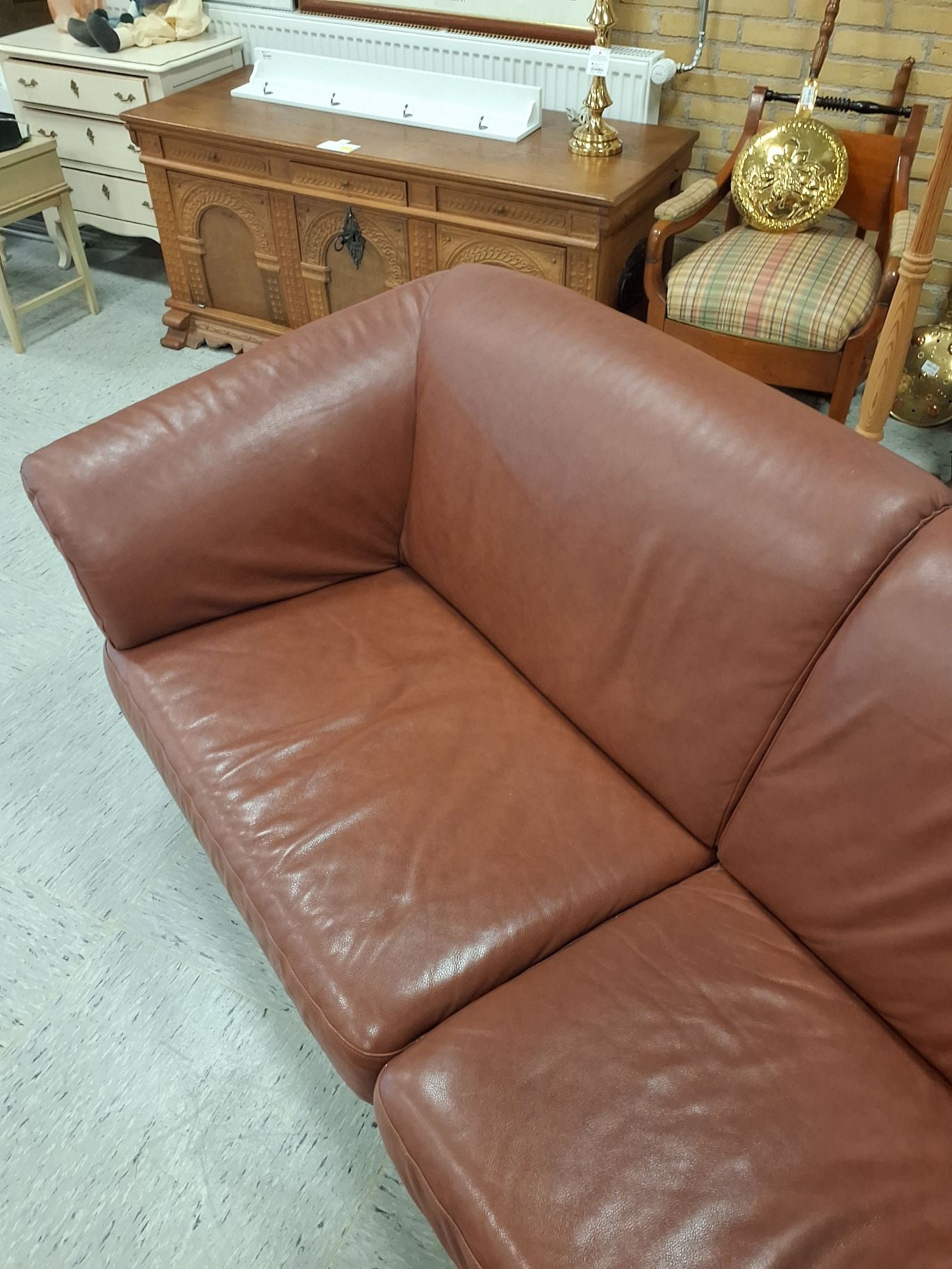 Cognacfarvet 3 ps sofa
