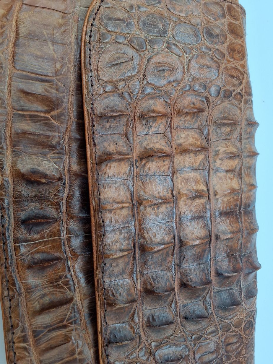 Vintage skuldertaske i krokodilleskind (Hornback)