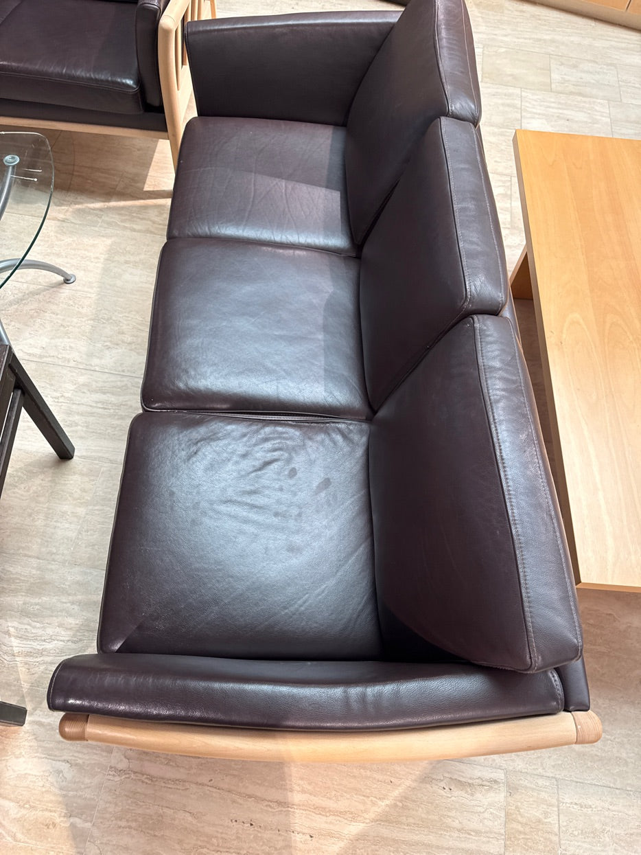 Lædersofa i brun 3 Pers.
