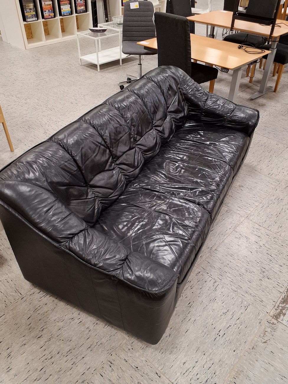 3 prs sort læder sofa