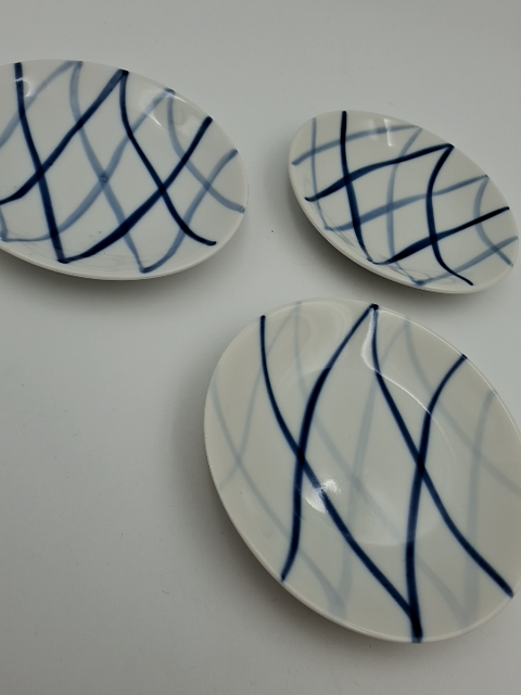 3 stk. Smør asietter, blå flamme, lyngby