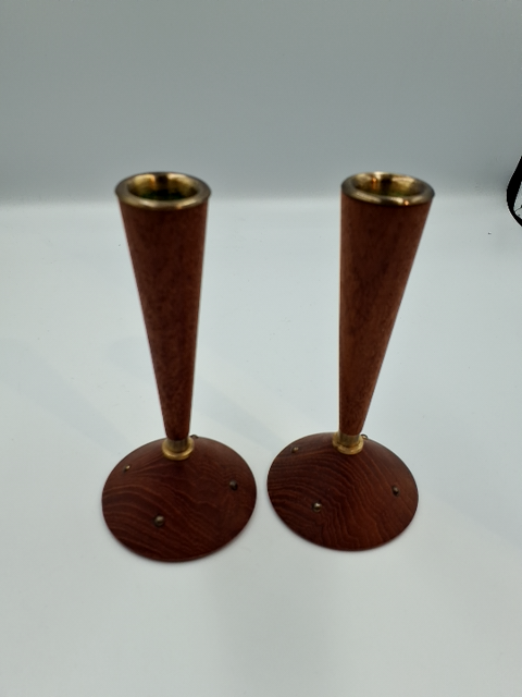 2 stk Reto teak lysestager