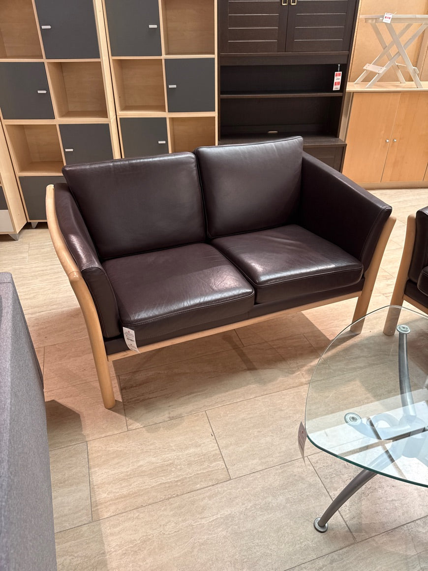 Lædersofa i brun 2 Pers.