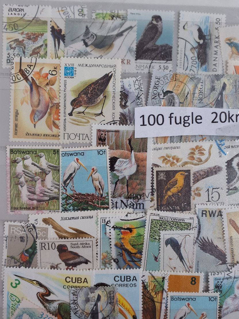 100 frimærker Fugle