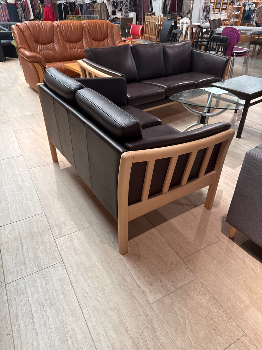 Lædersofa i brun 2 Pers.