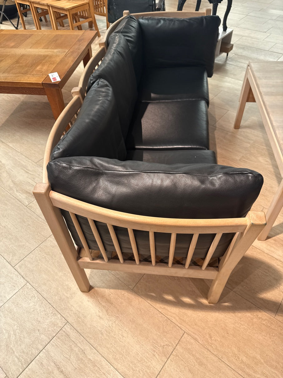Lædersofa m. Træstel