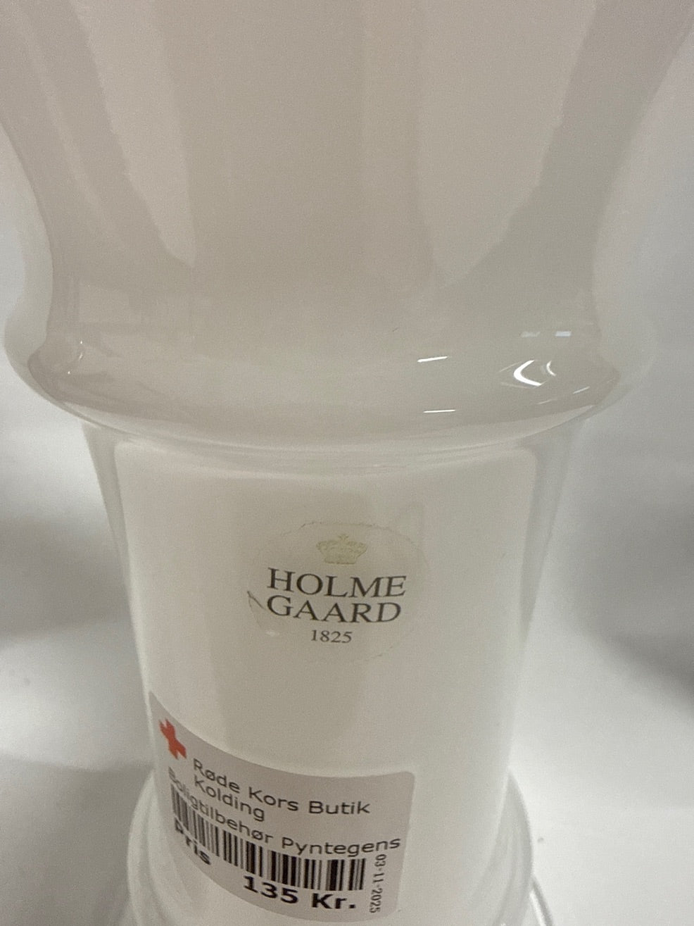 Vase hvid "Holmegaard"