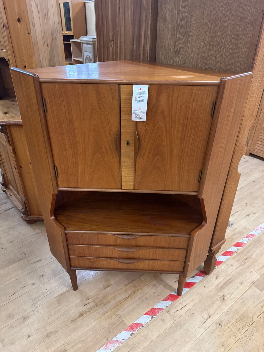 Teak hjørne barskab