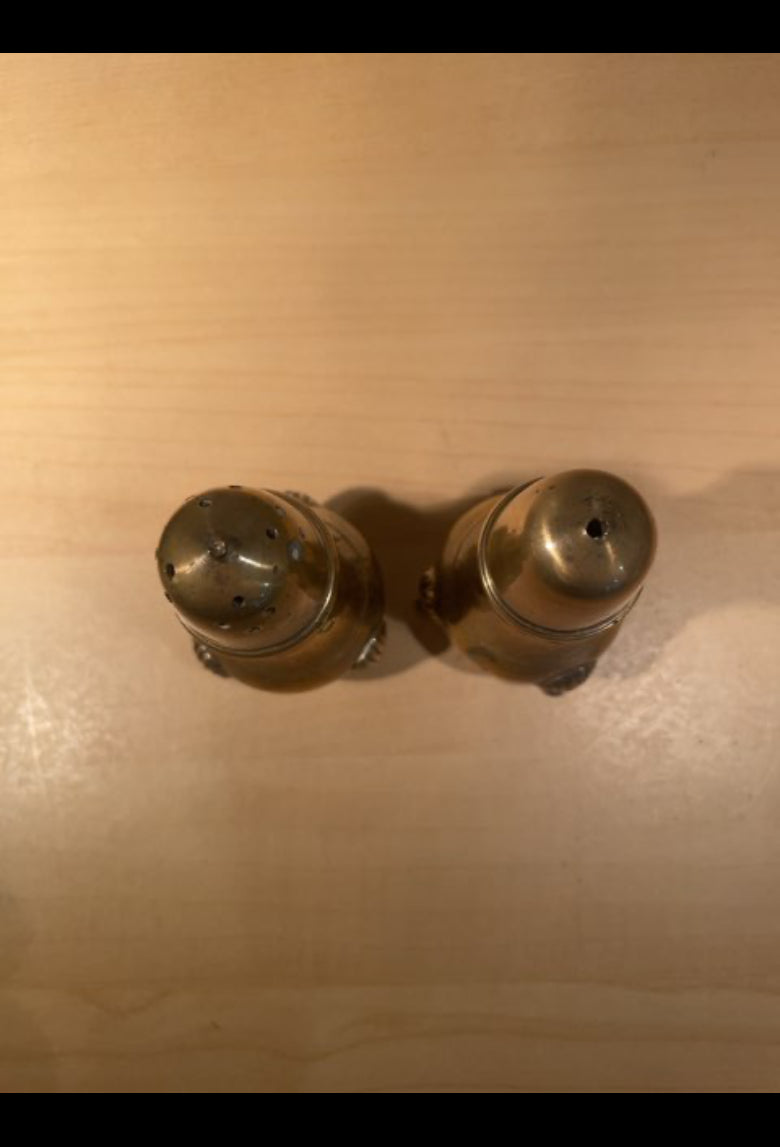 Gammelt salt & peber sæt i messing