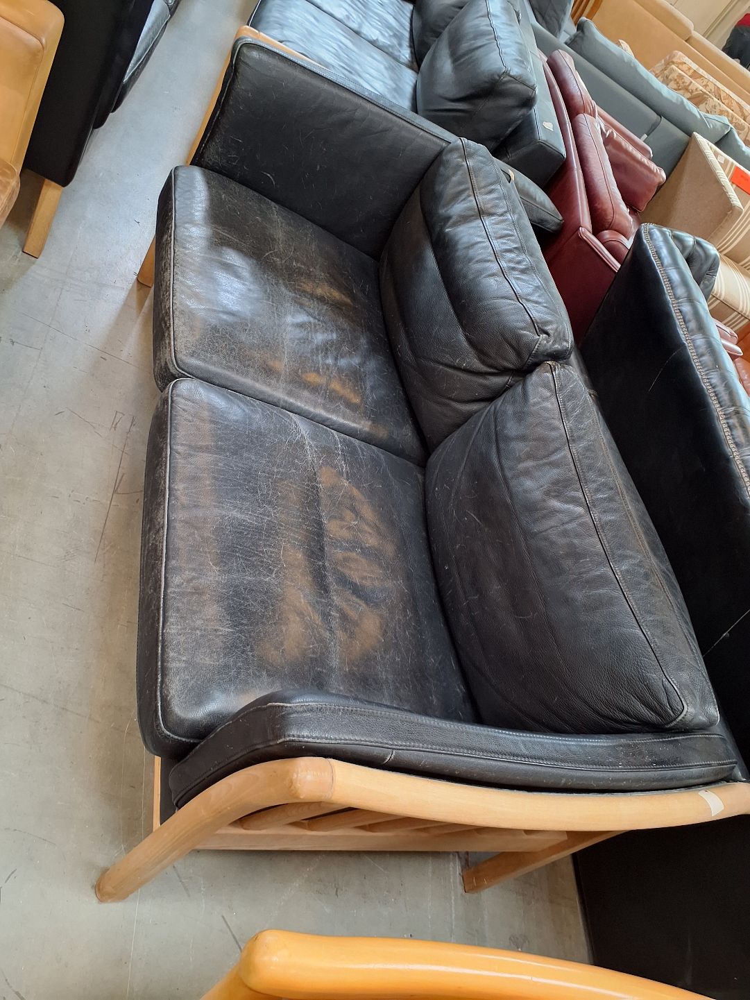 Klassisk dansk 2-pers. lædersofa