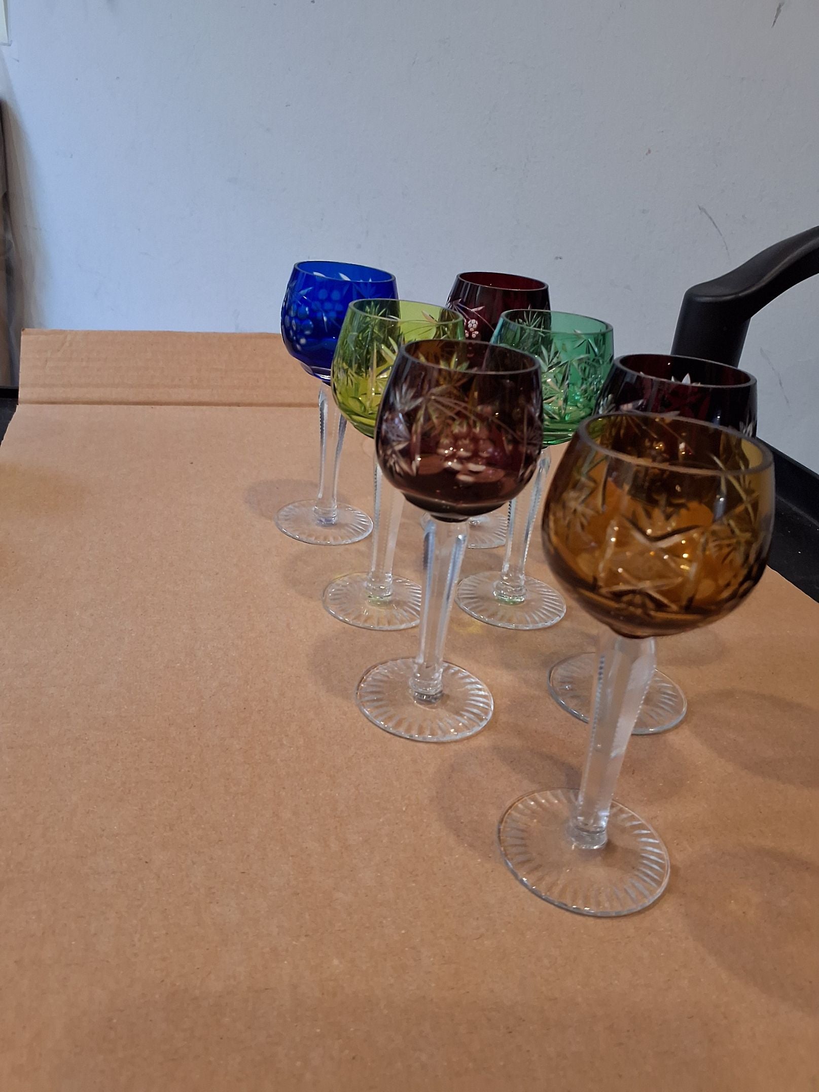 7 Rømerglas forskellige farver