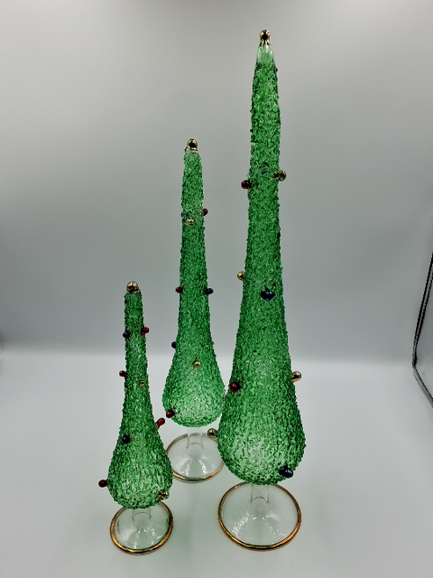3 Glas juletræer
