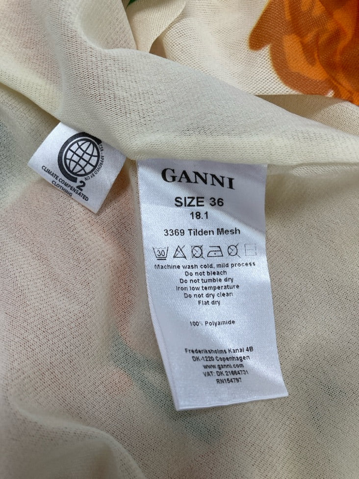 Ganni Kjole orange blomster