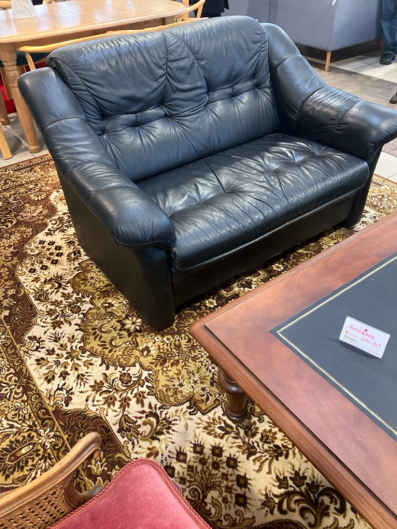 Lædersofa sort
