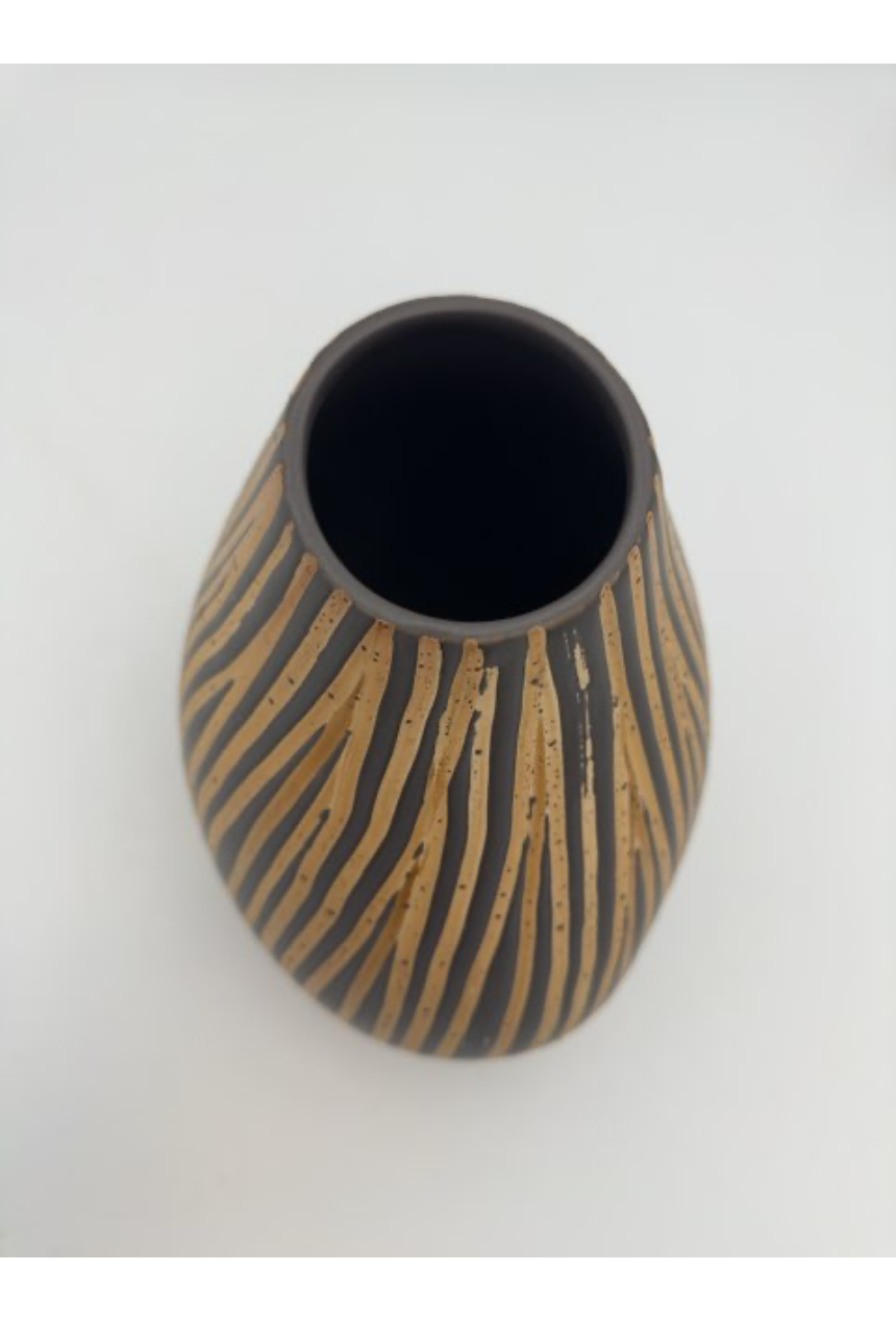 Aluminia vase i brændte farver