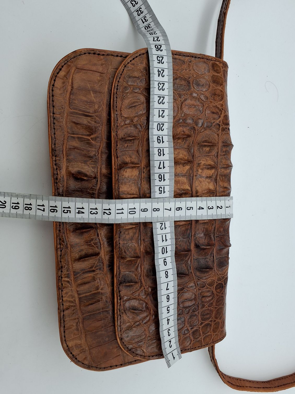 Vintage skuldertaske i krokodilleskind (Hornback)