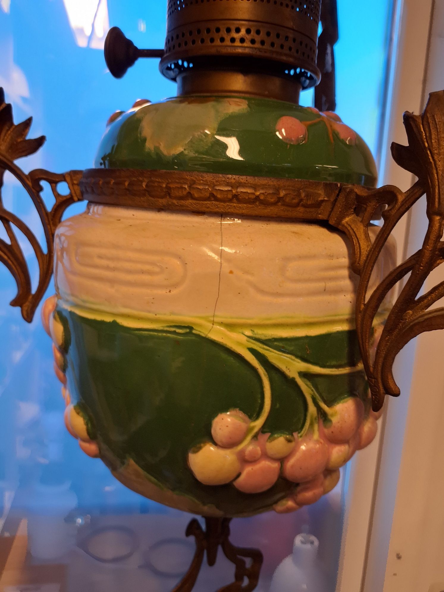 Loft-petroleumslampe i jugendstil