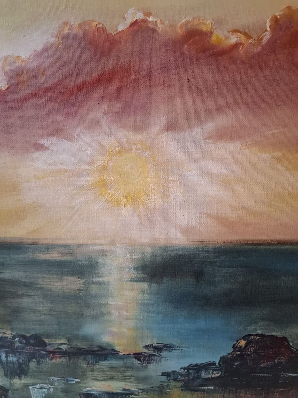 Maleri af solnedgang