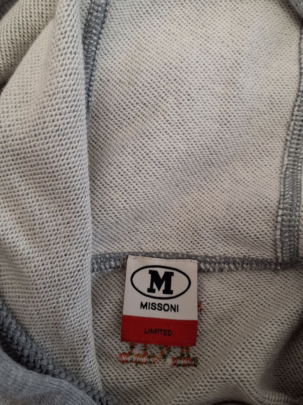 M Missoni Grey Jersey Patchwork Drawstring Hoodie