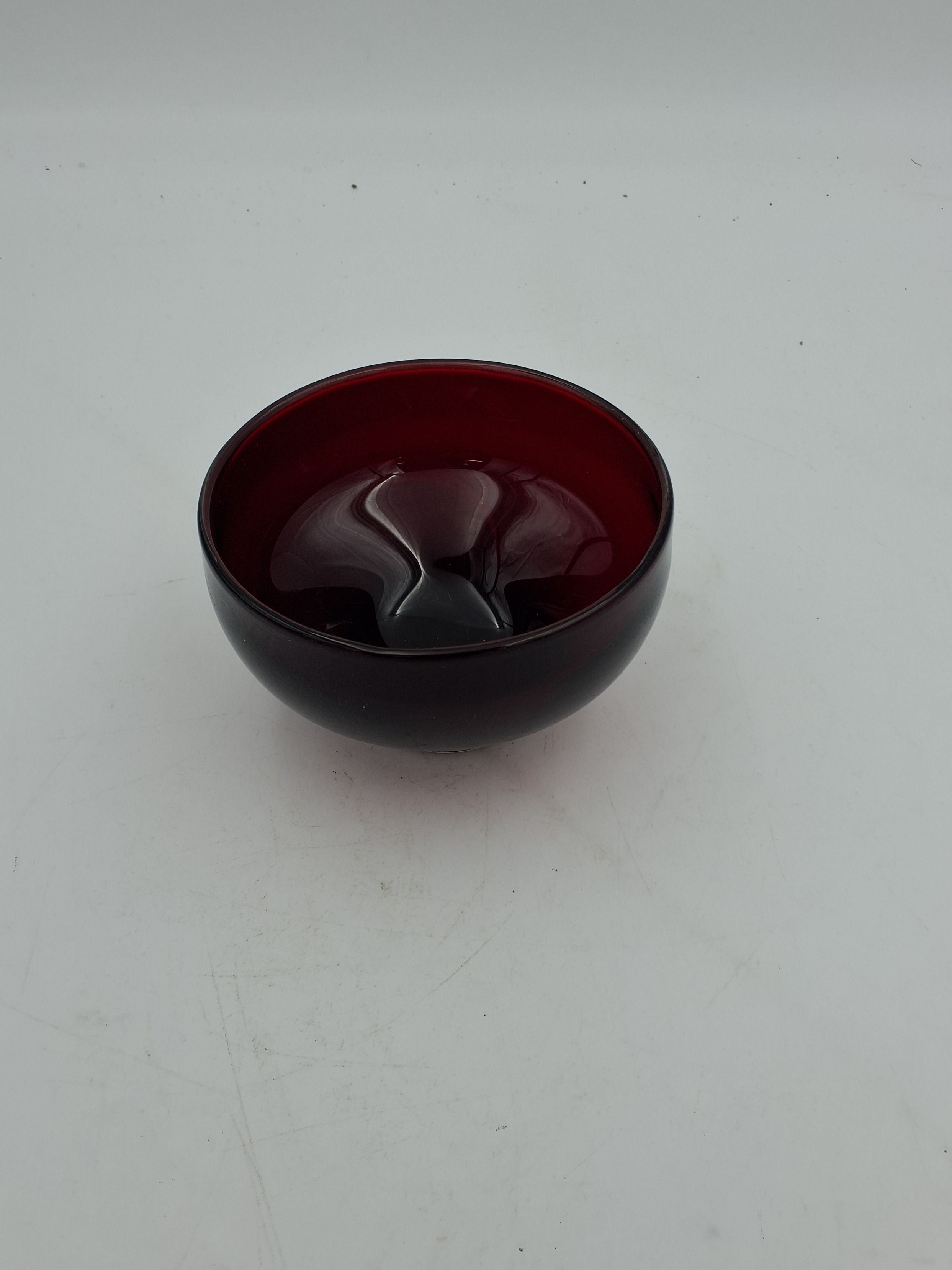 Vintage Anchor Hocking rød glasskål