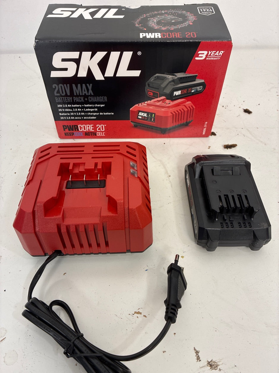 SKIL oplader og batteri PWRCORE 20
