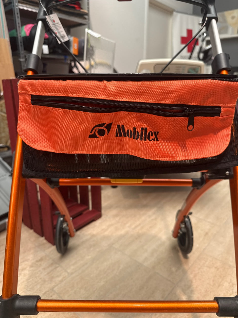 Rollator orange m. Bakke